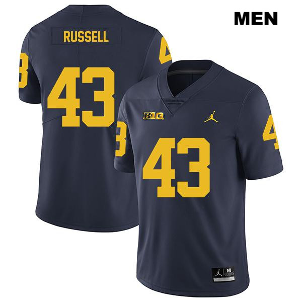 Men's NCAA Michigan Wolverines Andrew Russell #43 Navy Jordan Brand Authentic Stitched Legend Football College Jersey YA25T41YX